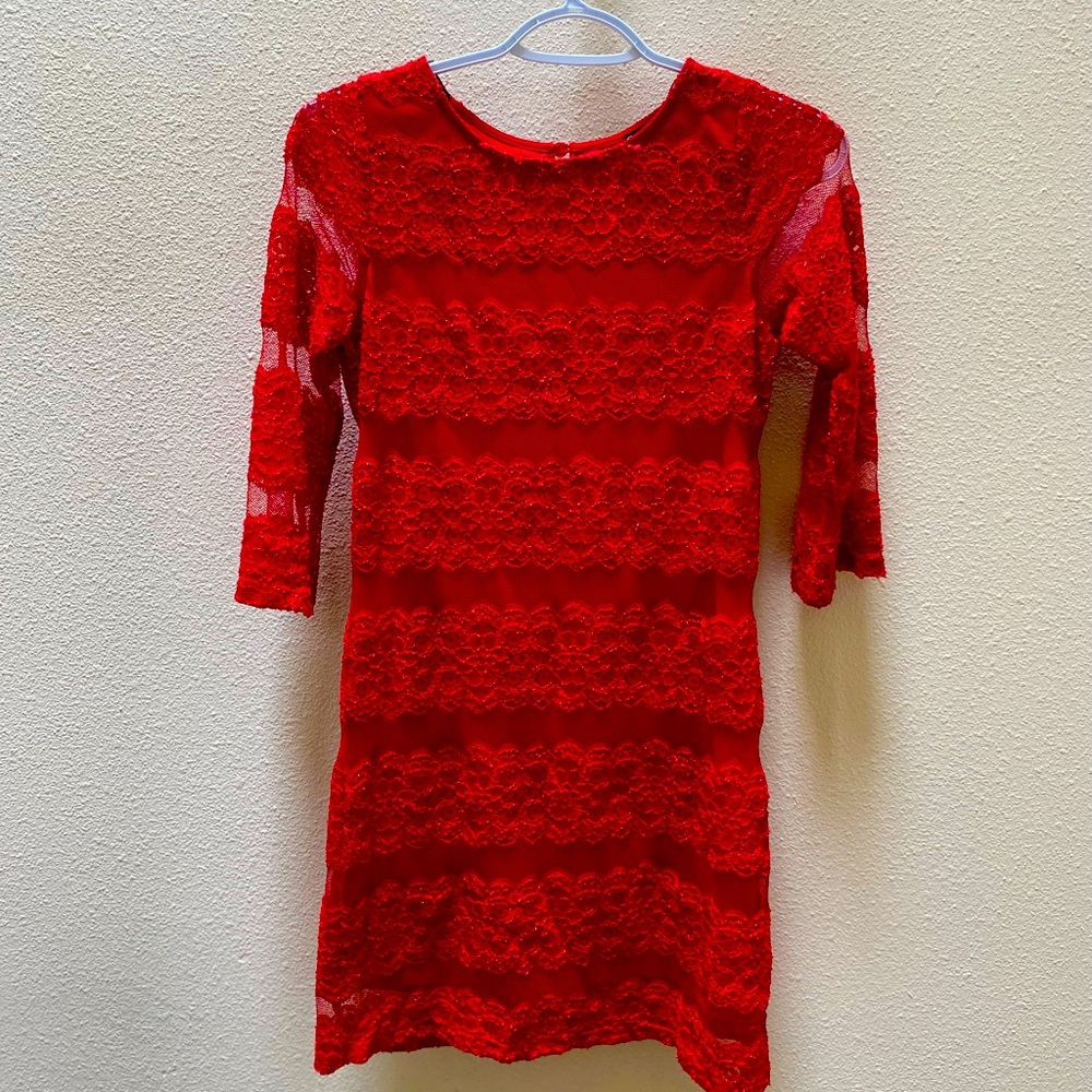 Sequin Hearts Red Floral Dress